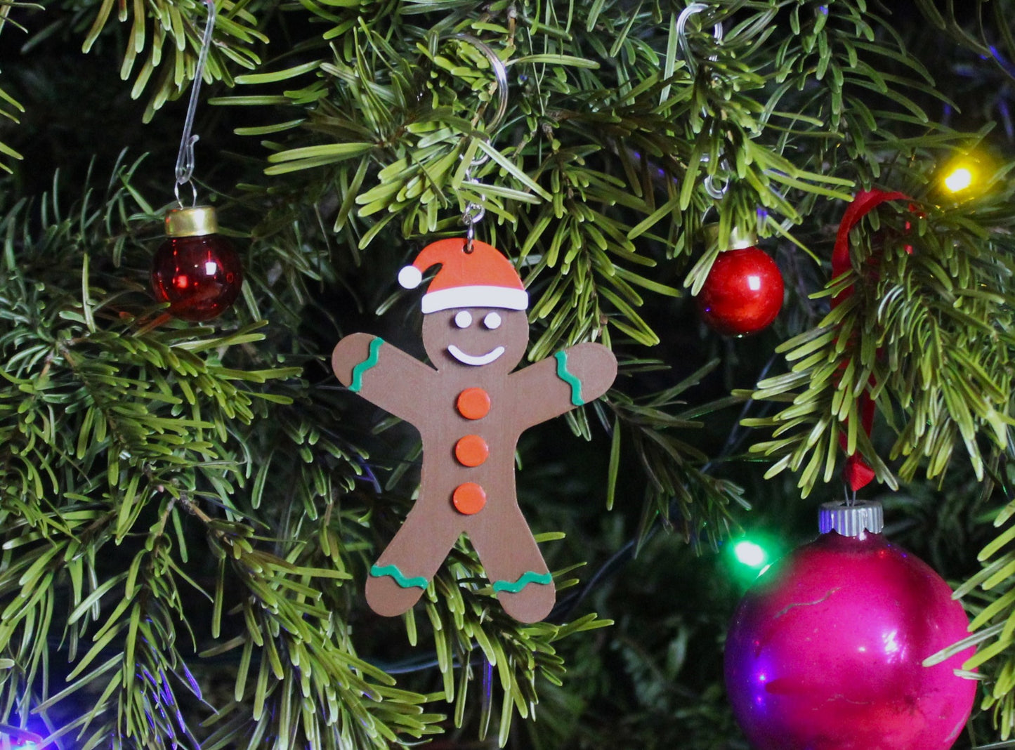 Gingerbread Man Christmas Ornament on a Christmas tree