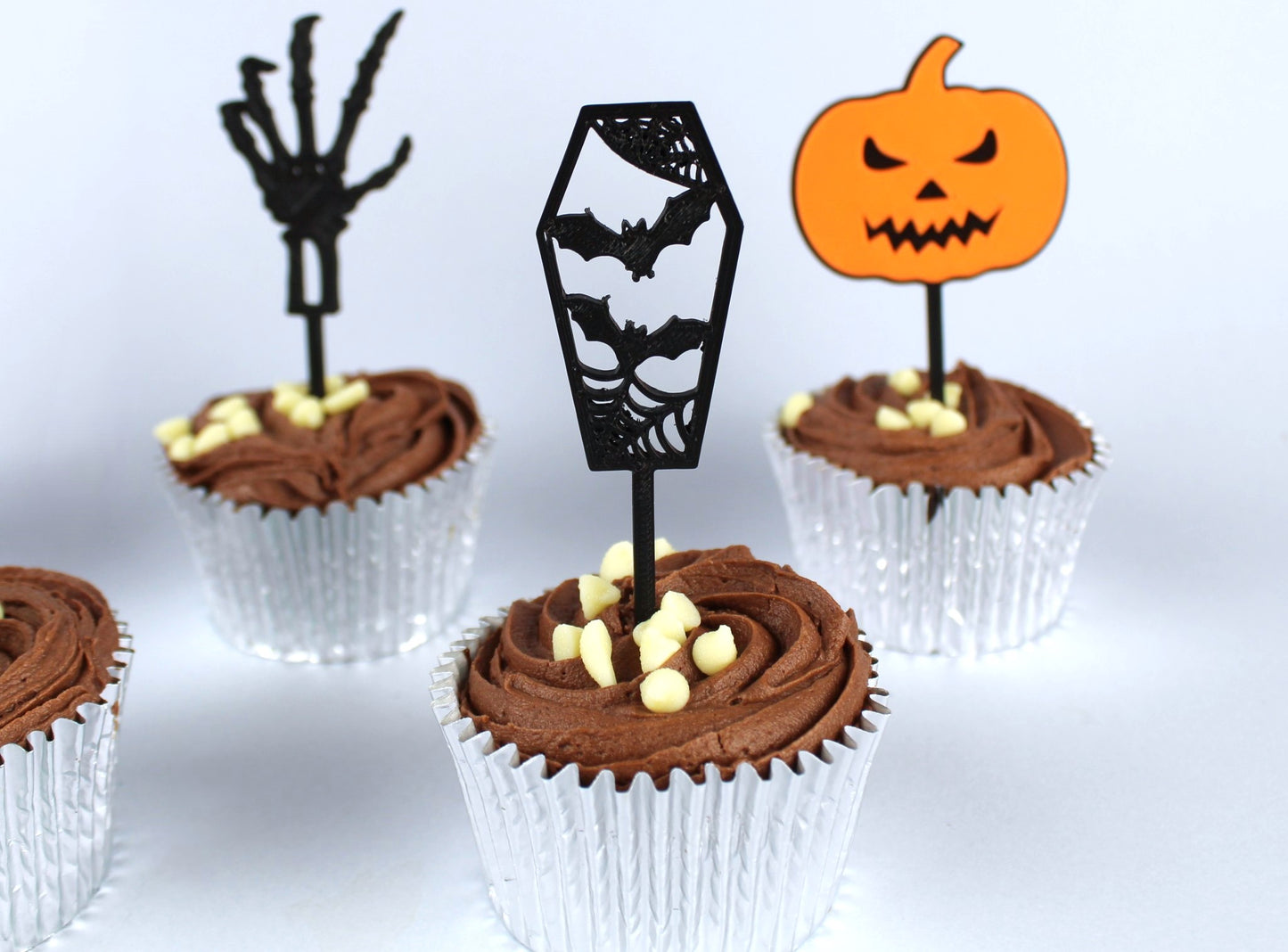 3D Printed Halloween Cupcake Toppers In Different Spooky Designs