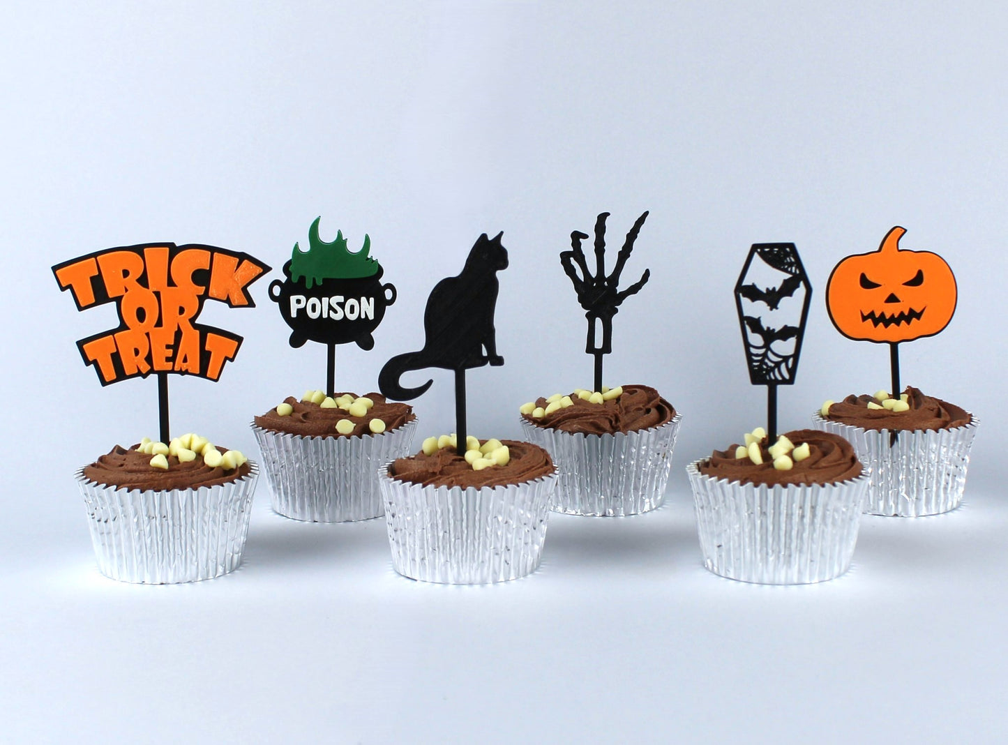 3D Printed Halloween Cupcake Toppers In Different Spooky Designs