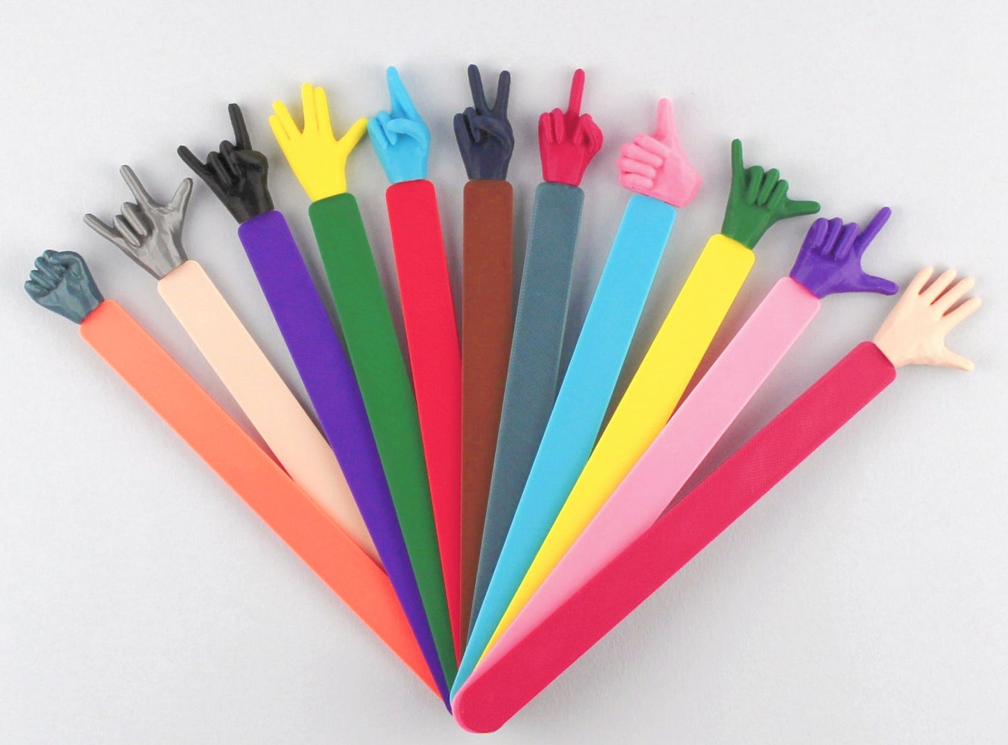 3D Printed Colourful Hand Gestures Bookmarks
