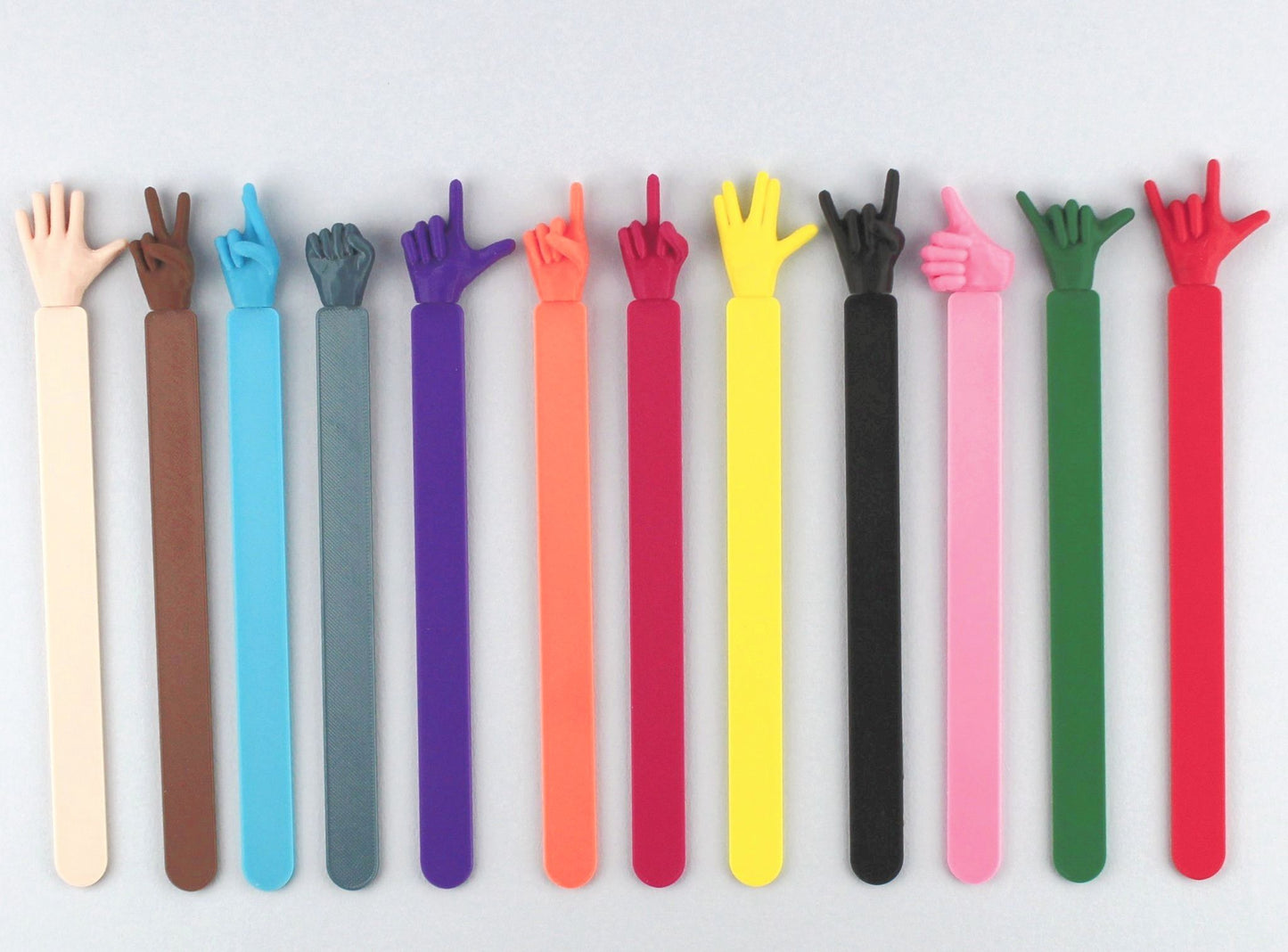 3D Printed Colourful Hand Gestures Bookmarks