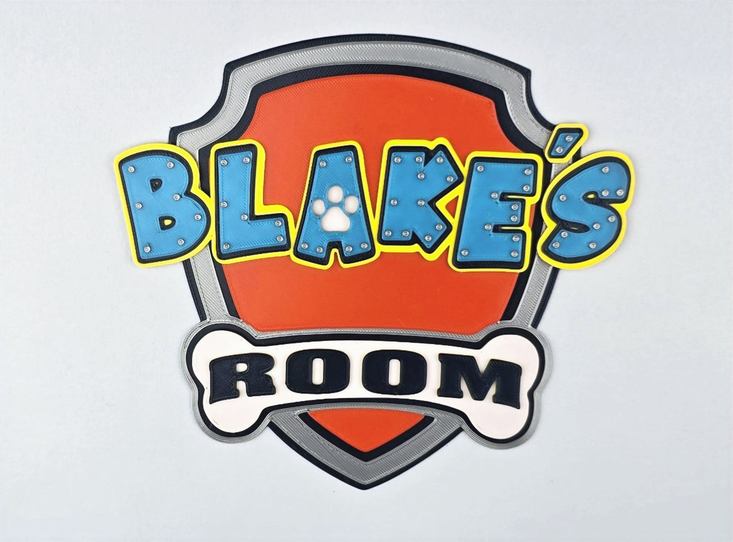 Personalised 3D Printed Paw Patrol Room Sign