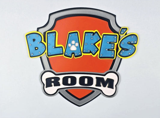 Personalised 3D Printed Paw Patrol Room Sign