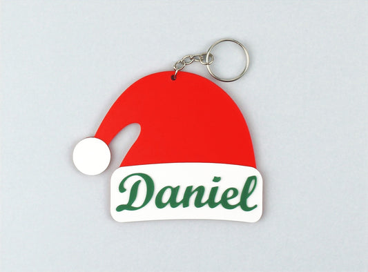 Personalised Santa Hat Ornament with a Keychain - Daniel
