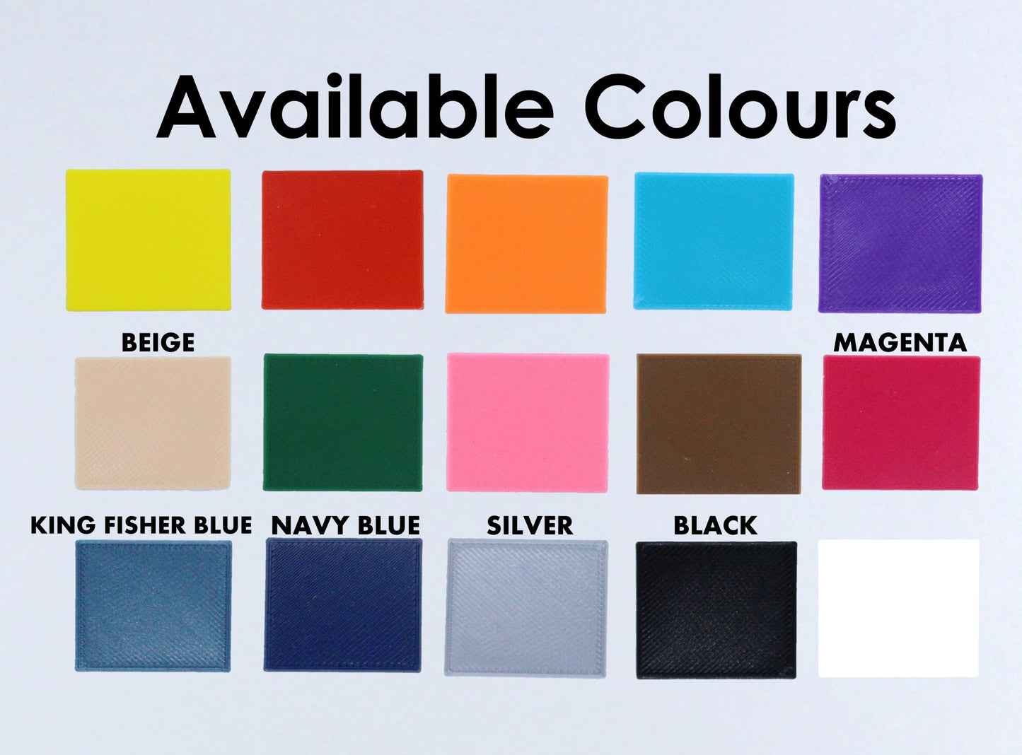 Coloured squares showing the available colours for prints