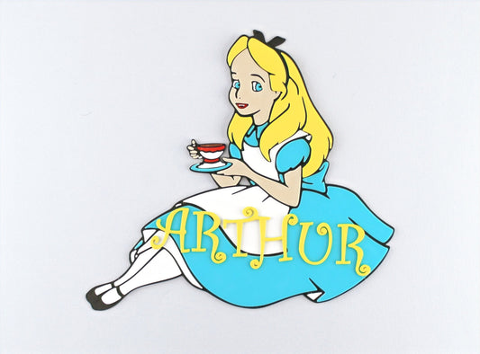 Personalised 3D Printed Alice in Wonderland Room Sign