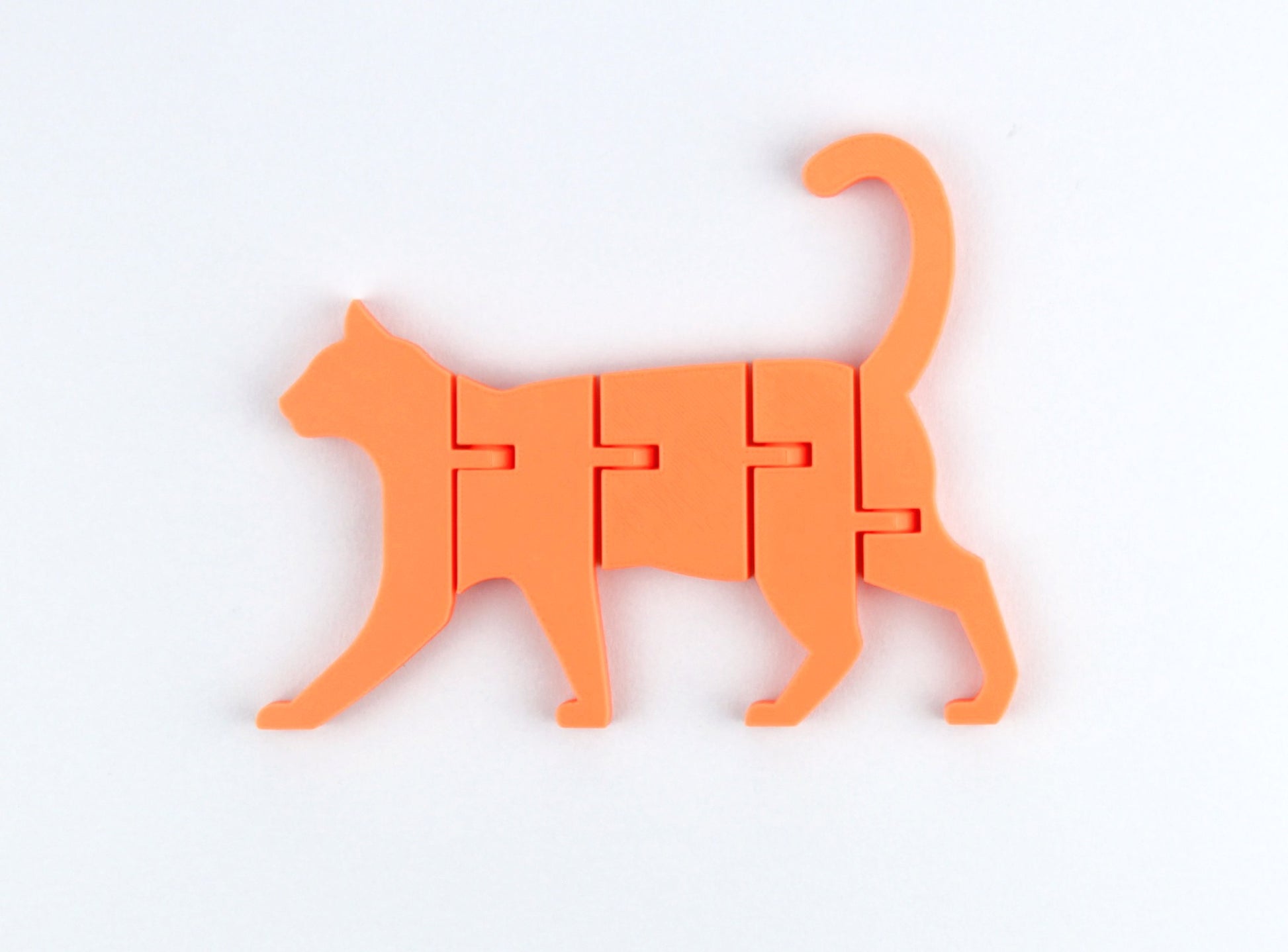 Orange 3D Printed Articulated Cat