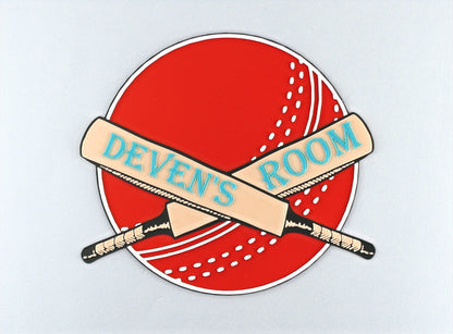 Personalised 3D Printed Cricket Ball Room Sign