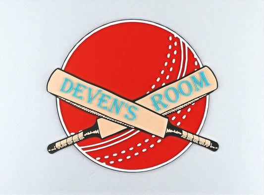 Personalised 3D Printed Cricket Ball Room Sign