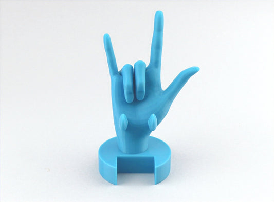 Light blue 3D Printed I Love You Sign Language Phone Holder
