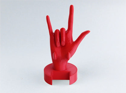 Red 3D Printed I Love You Sign Language Phone Holder