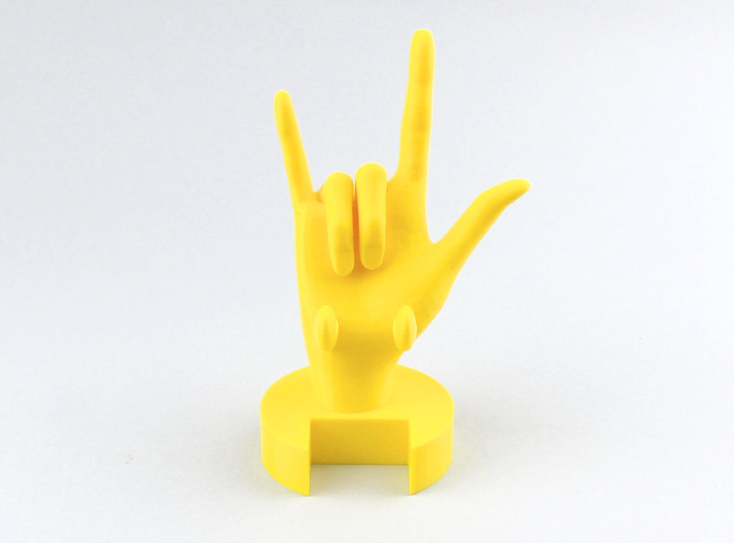 Yellow 3D Printed I Love You Sign Language Phone Holder