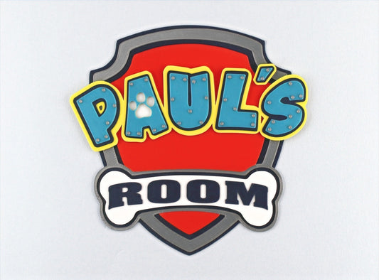 Personalised 3D Printed Paw Patrol Room Sign