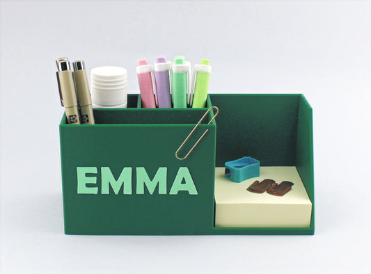 Personalised Desk Organiser with the name Emma, full of stationery