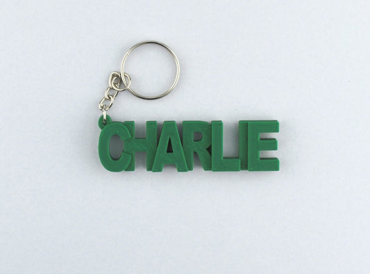 Green Personalised Name Keychain-Charlie