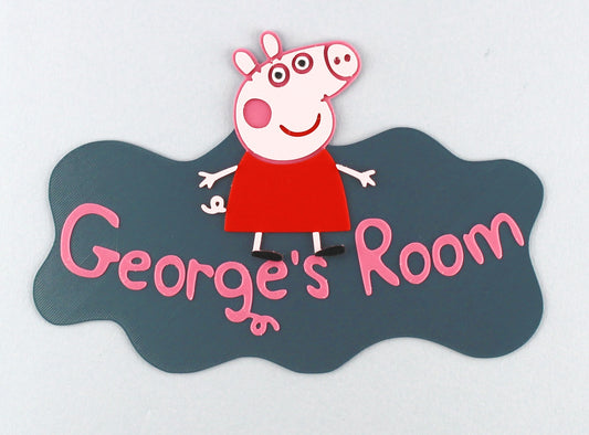 3D Printed Personalised Peppa Pig Room Sign - Peppa Pig with George's room written on it
