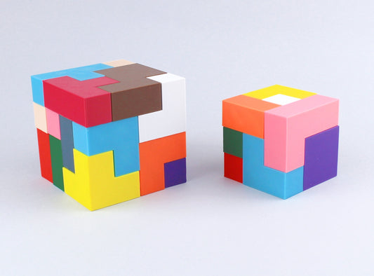 Two 3D Printed Colourful Puzzle Cubes