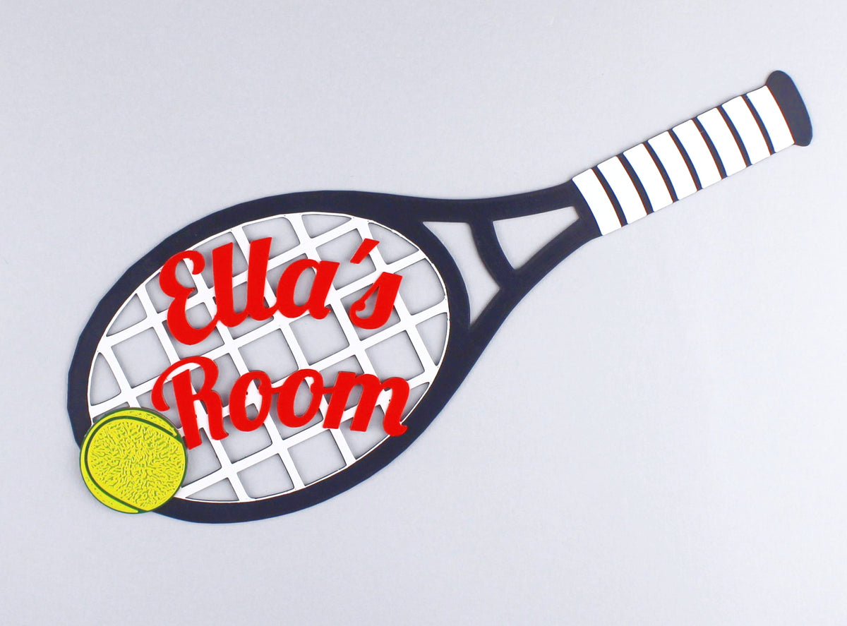 Tennis Racket Sign Custom Personalised Tennis Racket Door Sign – 3DF