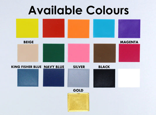 Color swatches with labels for various colors on a light gray background