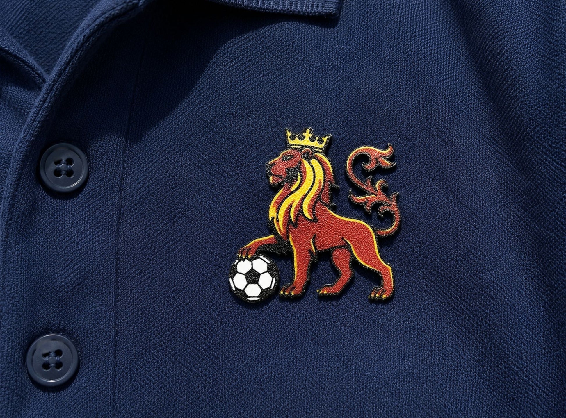 Scotland Lion Rampant Lapel Pin on a Navy Blue Shirt