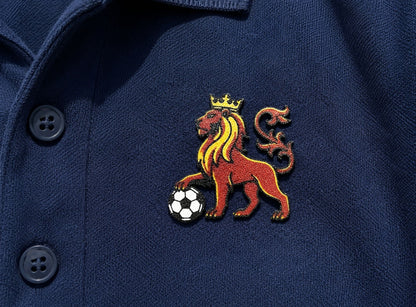 Scotland Lion Rampant Lapel Pin on a Navy Blue Shirt